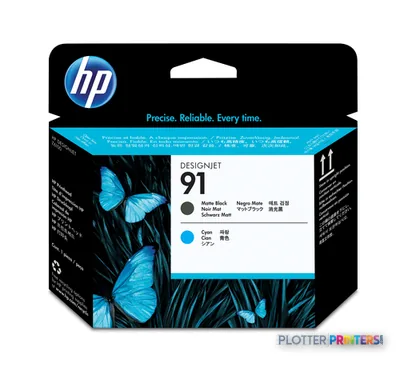 HP 91 Matte Black and Cyan DesignJet Printhead