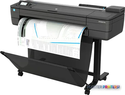 HP DesignJet T730 36-in Printer product image showing grey large-format printer with architectural blueprint printing