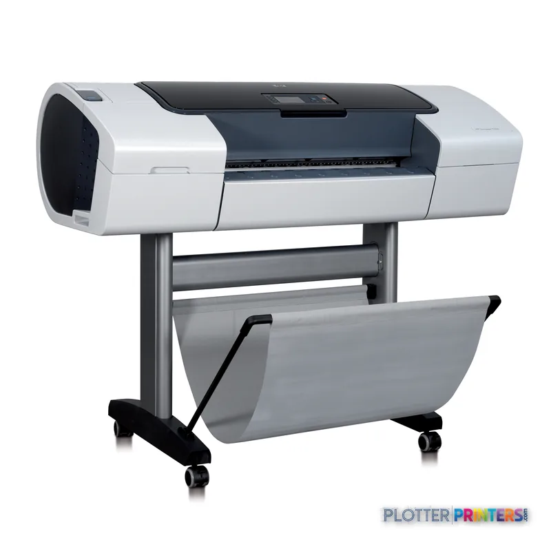 HP Designjet T1100 610 mm large-format printer on stand with output tray, product view