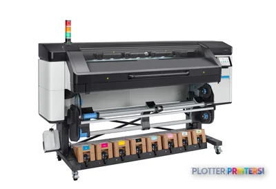HP Latex 800 Printer front-right view showing black and white large format printer with ink cartridges