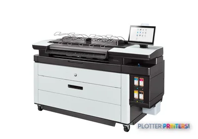 HP PageWide XL 5200 40-in Printer front-left view showing grey and white body with control panel and touchscreen