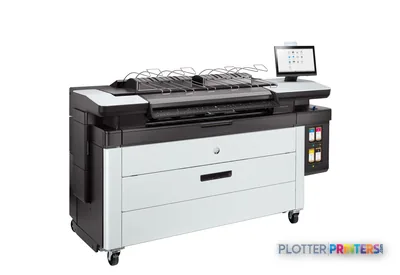 HP PageWide XL 3920 front-right view showing grey and white multifunction printer with top stacker and control panel