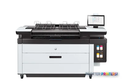 HP PageWide XL 5200 front-center view showing grey and white multifunction printer with touchscreen