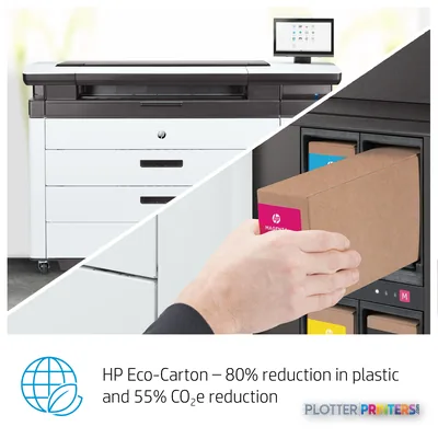 HP PageWide XL 8200 printer feature callout showing ink cartridge replacement and storage compartment
