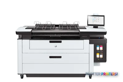 HP PageWide XL Pro 5200 front-center view showing grey and white multifunction printer with touchscreen