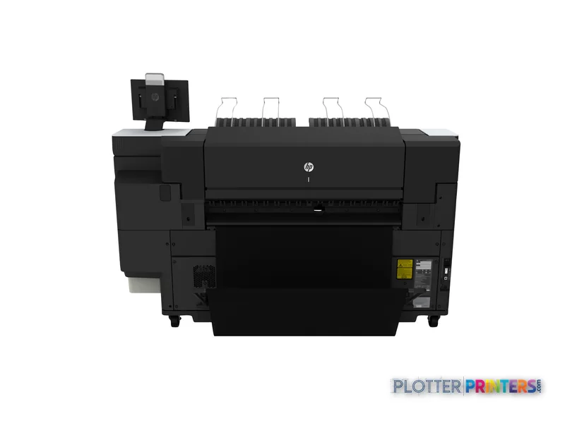 Rear view of HP PageWide XL Pro 5200 40-in multifunction printer showing output tray and control panel