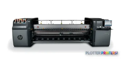HP Latex 850 Printer front product view showing industrial large-format printer with dark gray housing and white printing de…