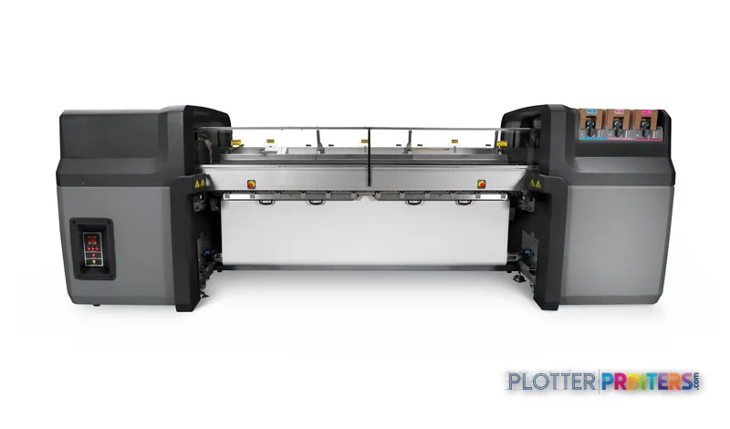 HP Latex 850 Printer front view showing wide-format industrial printer with dual side modules and central printing bed