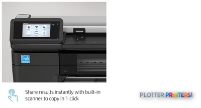 HP DesignJet T830 36-in multifunction printer front view showing touchscreen display and scanner
