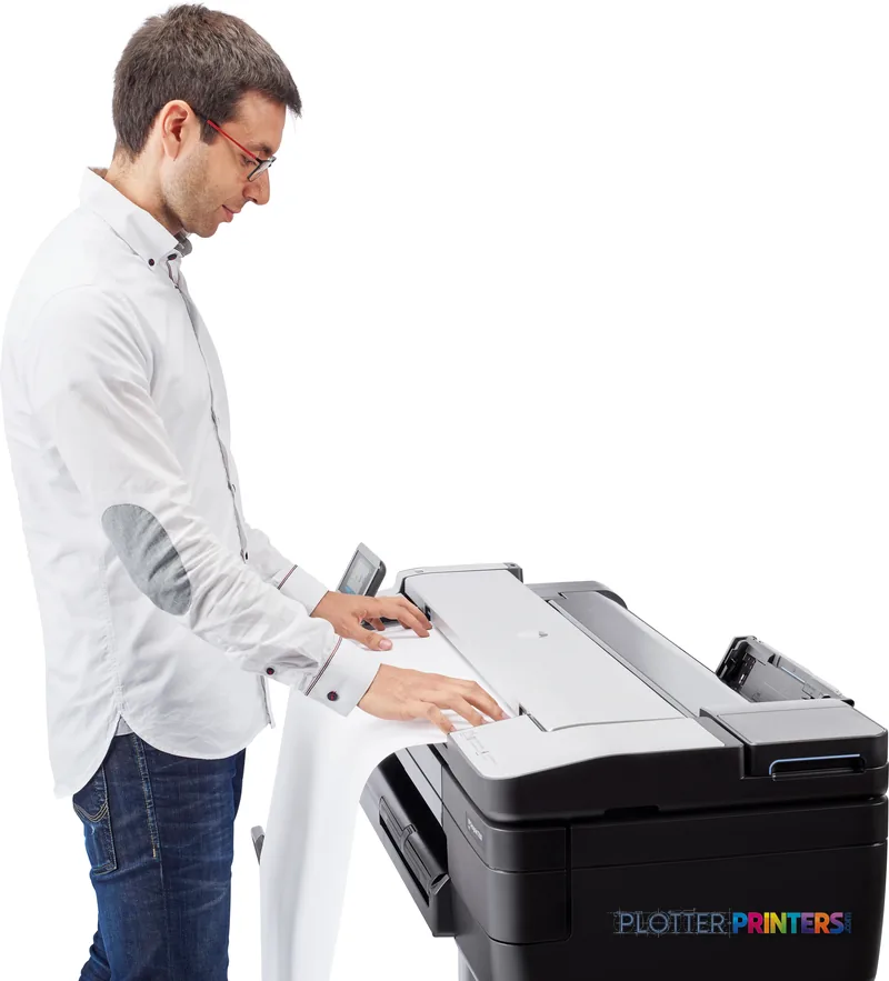 Man using HP DesignJet T830 36-in Multifunction Printer in lifestyle setting