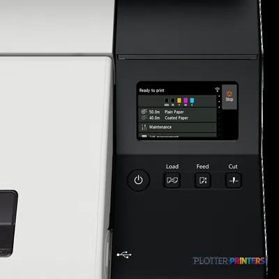 Canon imagePROGRAF TX-2100 product image showing control panel with touchscreen display and operation buttons