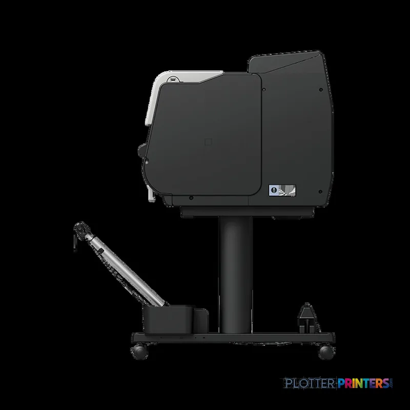 Canon imagePROGRAF TX-2100 large format printer product image showing black inkjet printer on stand with roll feed attachment