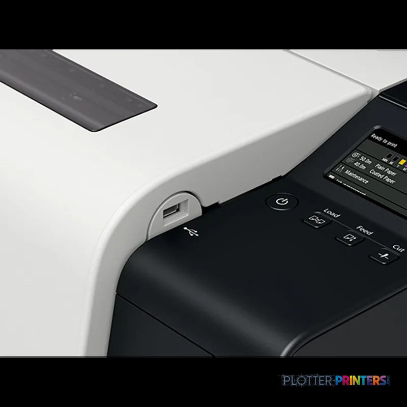 Canon imagePROGRAF TX-2100 product image showing the printer's white and black body with control panel and USB port