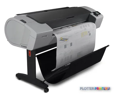 HP Designjet T790 44" large format printer product image showing the printer on a stand with paper output tray