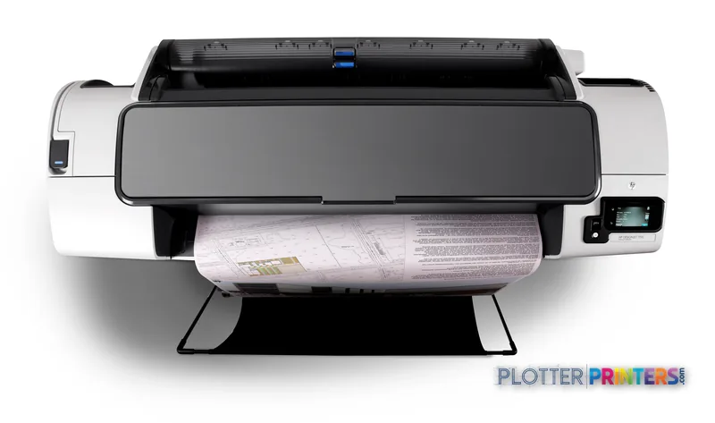 HP Designjet T790 44" large format printer product view showing white and black thermal inkjet printer with paper output