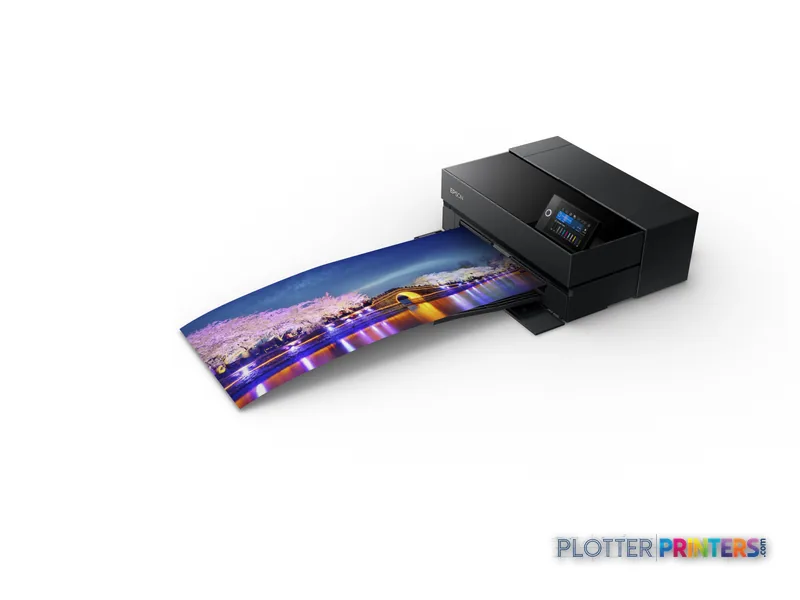Epson SureColor SC-P700 large format printer product image showing black inkjet printer with vibrant color photo output