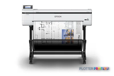 Epson SureColor T5170M large-format printer product image showing front view with sample prints