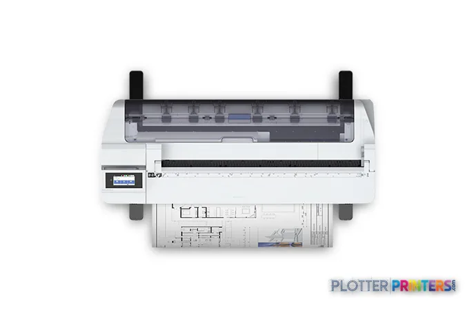 Epson SureColor T5170M large-format printer product image showing white and black inkjet printer with paper output