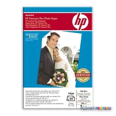 HP Premium Plus High-gloss Photo Paper-25 sht/10 x 15 cm plus tab