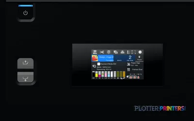 Epson SureColor SC-R5010L product image showing the printer's control panel display with color management interface