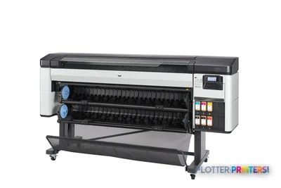 HP DesignJet Z6 Pro 64-in Printer front-left view showing white and grey body with dual ink cartridge system and control pan…