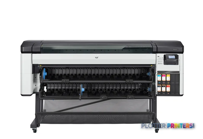 HP DesignJet Z6 Pro 64-in Printer front view showing white and grey body with dual ink cartridge system and control panel