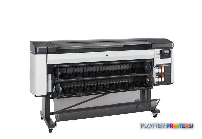 HP DesignJet Z6 Pro 64-in Printer front-right view showing white and grey body with dual ink cartridge system