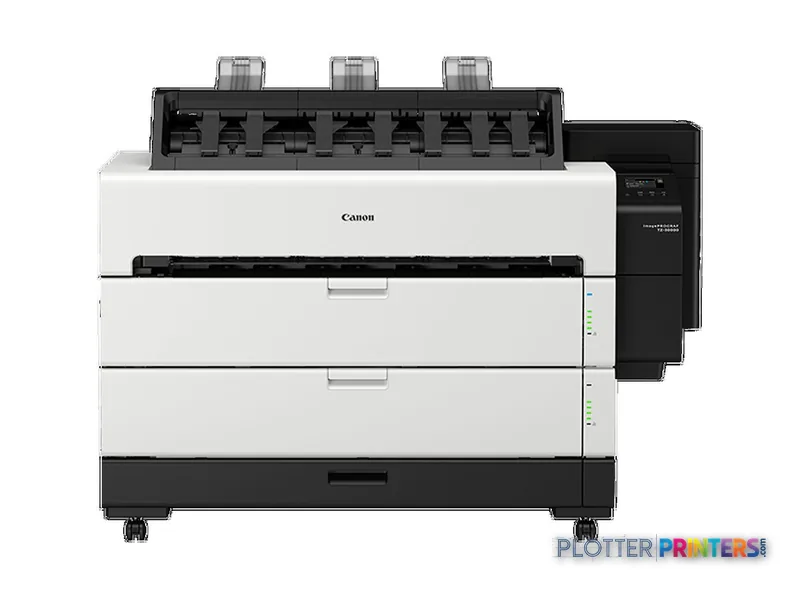 Canon imagePROGRAF TZ-30000 large format printer product image showing white and black inkjet printer with ink cartridges an…