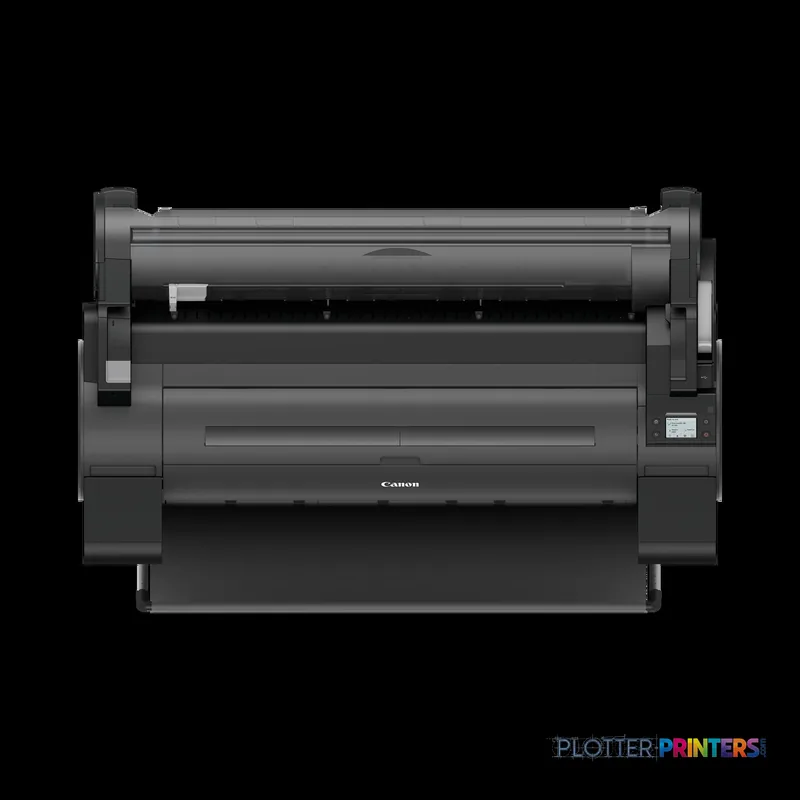 Canon imagePROGRAF GP-300 large format printer product image showing black printer with roll feed system