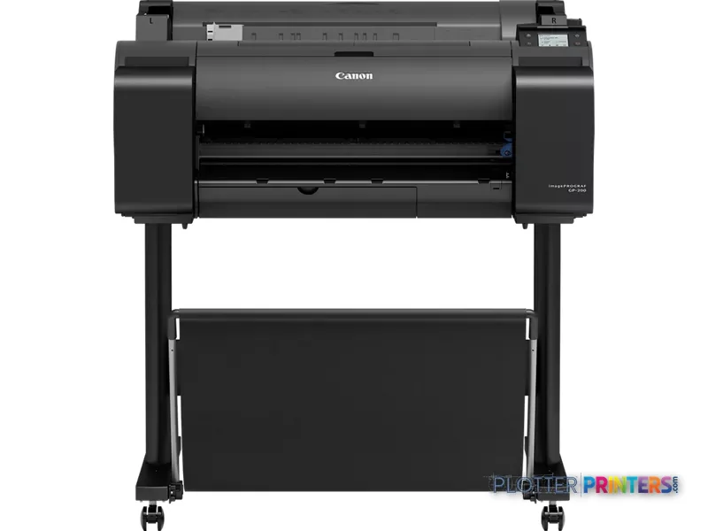 Canon imagePROGRAF GP-200 large format printer product view, black Bubblejet printer on stand