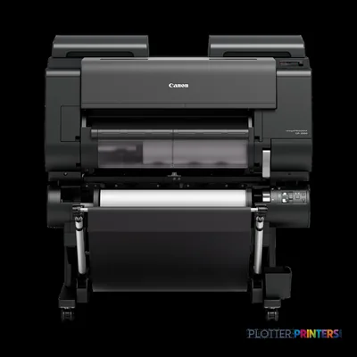 Canon imagePROGRAF GP-2000 large format printer product image showing front view of black thermal inkjet printer with roll f…