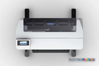 Top view of white Epson SureColor SC-T3130N large format printer showing paper feed area and control panel