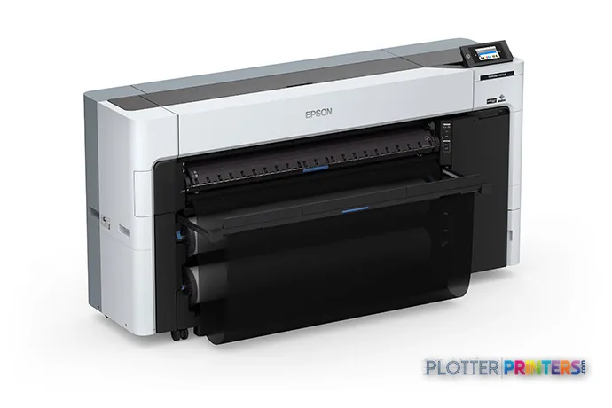 Epson SureColor P8570DR large format printer product image showing white and black inkjet printer with open paper feed tray