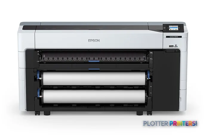 Epson SureColor P8570DR large-format printer product image showing white and black inkjet printer with dual roll feed system