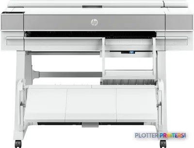 HP DesignJet T950 36-in Printer product image showing front view of white large-format printer with open paper tray