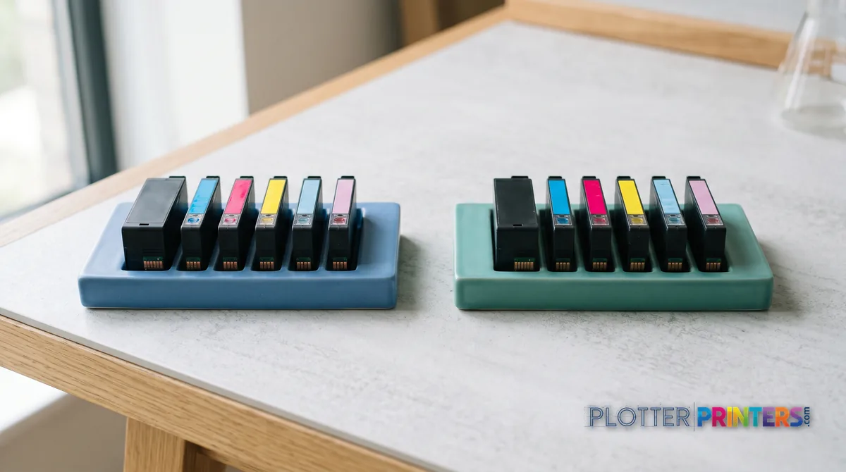 Two unbranded cartridge sets in separate comparison trays