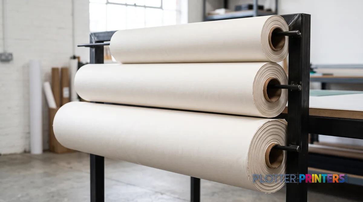 Three rolls of increasing width stacked stepwise